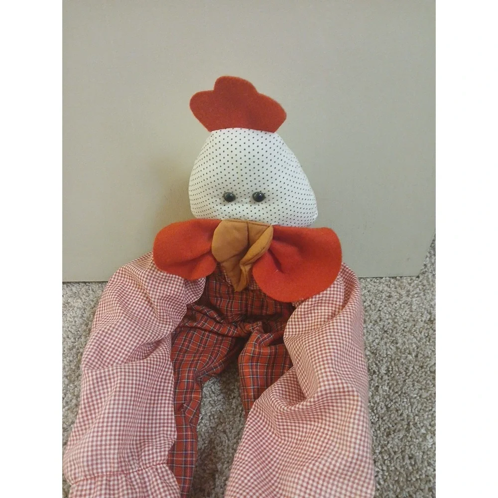 Vintage Handmade Stuffed Chicken Guy Tall‎ 2 feet Door Knob Holder